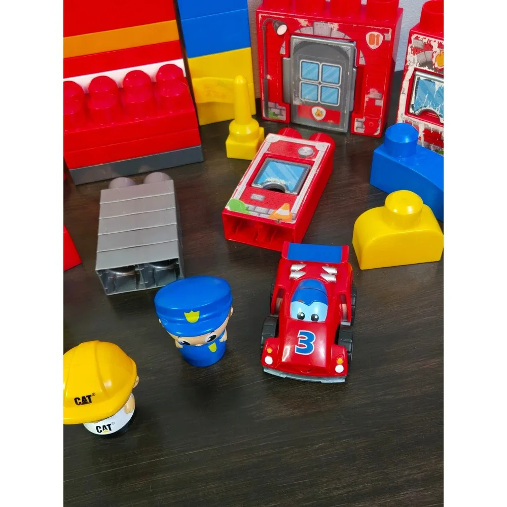 Mega Bloks First Builders Mixed Lot CAT Construction Police Fire Station Figures